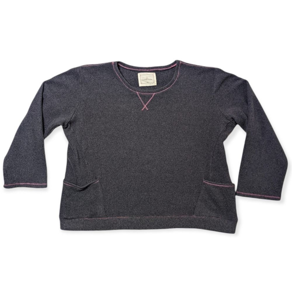 Cuddl Duds Women's Gray Long Sleeve Sleep Sweater With Pockets SZ 1X